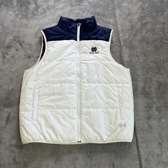 Under Armour Jackets & Blazers - Under Armour Notre Dame Reversible Full Zip Puffer Vest Womens L Navy White